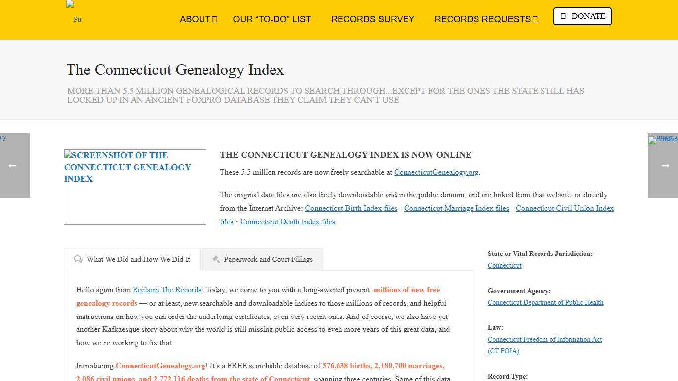 The Connecticut Genealogy Index - Reclaim The Records
